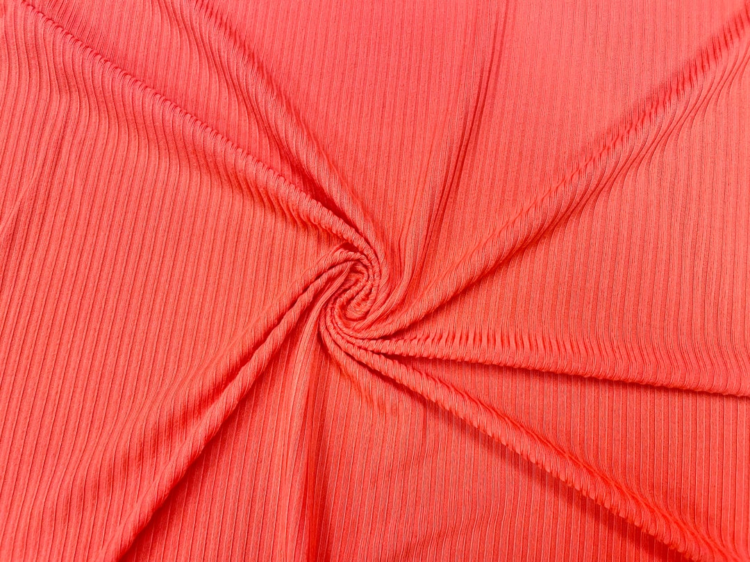 Orange Polyester Rib Orange DBP 4X2 Rib Knit #27 Double Brushed Polyester Spandex Stretch ...