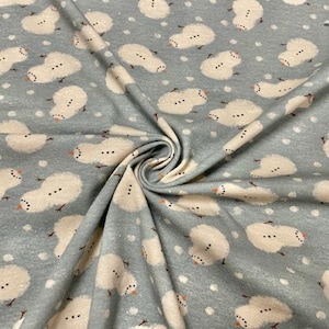 Brittany Frost Designs Snowman Cotton Spandex Print #126 230GSM Jersey Knit Stretch Exercise Apparel Fabric 58&quot;-60&quot; Wide By The Yard
