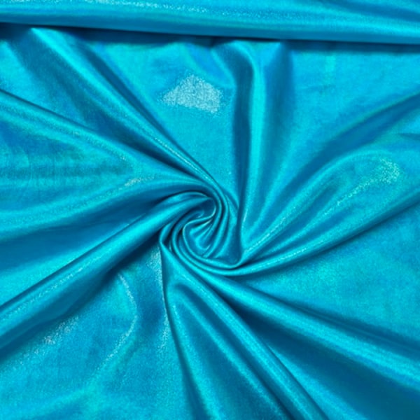 Shiny Holographic Blue Pleather Faux Leather Stretch Vinyl Polyester Spandex 190 GSM Apparel Craft Fabric 58"-60" Wide By The Yard