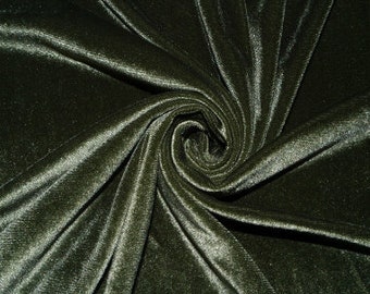 Olive #60 Stretch Velvet Polyester Spandex 250 GSM Luxury Apparel Fabric 55"-56" Wide By The Yard