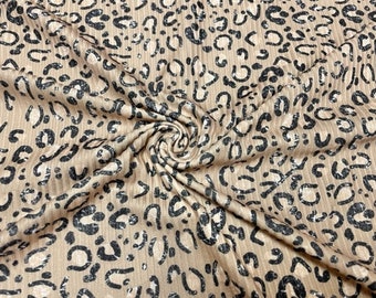 Brittany Frost Designs Leopard DBP 4x2 Rib Knit Print #240 Double BrushPoly Spandex Stretch 190GSM Apparel Fabric 58"-60" Wide By The Yard