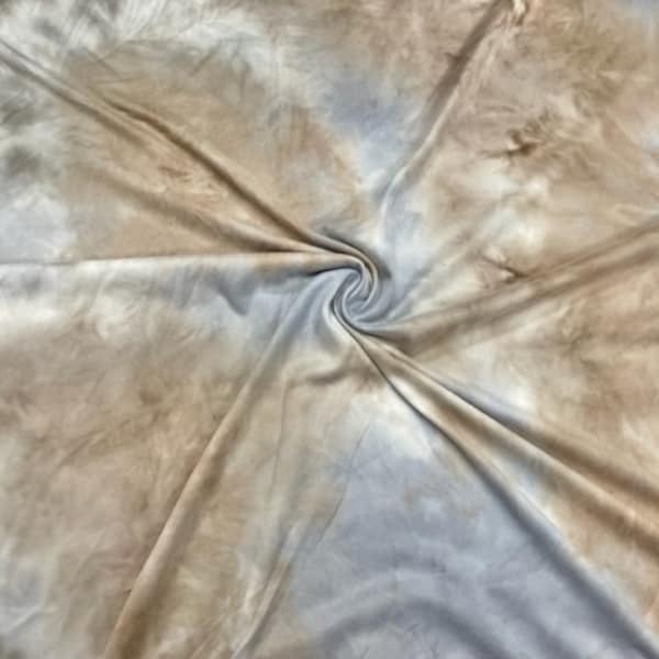 DBP Tie-Dye Print #565 Silver Latte Double Brushed Polyester Spandex Apparel Stretch Fabric 190 GSM 58"-60" Wide By The Yard