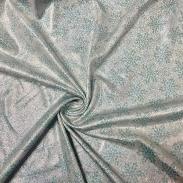 Brittany Frost Designs Snowflakes Sparkle Print #37 Shiny Shimmer Stretch Poly Spandex 190 GSM Apparel Craft Fabric 58"-60" Wide By The Yard