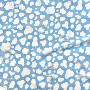 Cow Spot Blue White Distressed Denim Print #30 Polyester Rayon Spandex Stretch Apparel Fabric 58"-60" Wide By The Yard image 2
