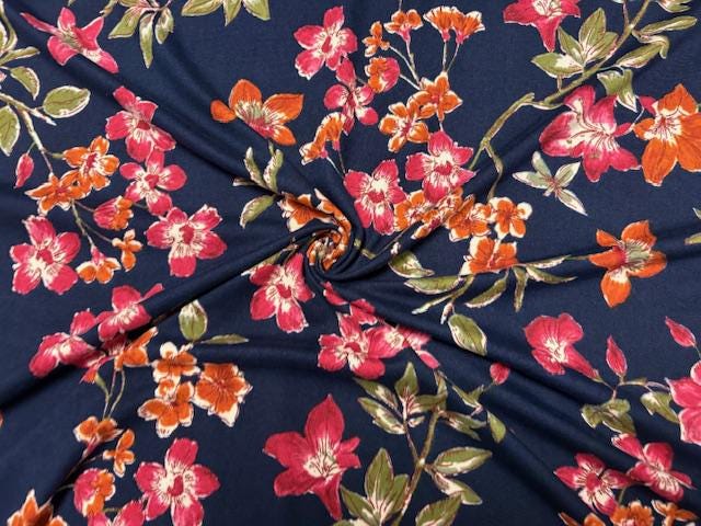 Klassischer Blumendruck DBP Print # 974 Doppelt gebürsteter Polyester Spandex Bekleidung Stretch-Stoff 190 g/m² 58 "-60" breit Schüttgut