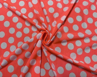 DTY Polka Dot Print #4 Neon Orange Polyester Spandex Apparel Stretch Fabric 190 GSM 58"-60" Wide By The Yard