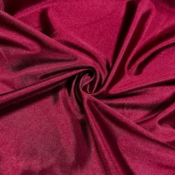 Burgundy Satin Stretch Knit #12 240 GSM Shiny 2-Way Stretch Fabric Polyester Spandex Casino Apparel Craft Fabric 58"-60" Wide By The Yard