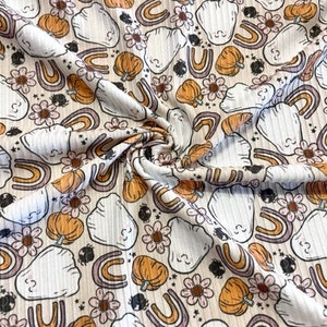 Brittany Frost Designs Ghost DBP 4x2 Rib Knit Print #196 Double Brushed Poly Spandex Stretch 190GSM Apparel Fabric 58"-60" Wide By The Yard
