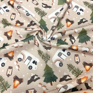 Brittany Frost Designs Camping RV Bullet Print #797 Ribbed Scuba Double Knit Stretch Poly Spandex Apparel Craft Fabric 58&quot;-60&quot; Wide BTY