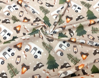 Brittany Frost Designs Camping RV Bullet Print #797 Ribbed Scuba Double Knit Stretch Poly Spandex Apparel Craft Fabric 58"-60" Wide BTY