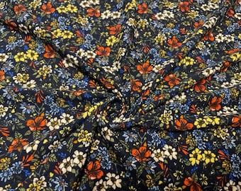 Mini imprimé floral DBP # 763 Tissu extensible pour vêtements en polyester et élasthanne brossé double 190 g/m² (58 à 60 po.) de large par mètre