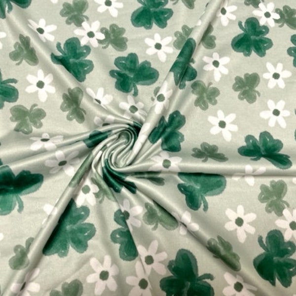 Brittany Frost Designs Clover Daisy DBP Print #936 Double Brushed Polyester Spandex Apparel Stretch Fabric 190 GSM 58"-60" Wide By The Yard