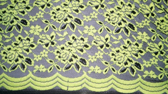 Neon Yellow Floral Stretch Lace #38 Nylon Lycra Spandex Apparel Fabric BTY