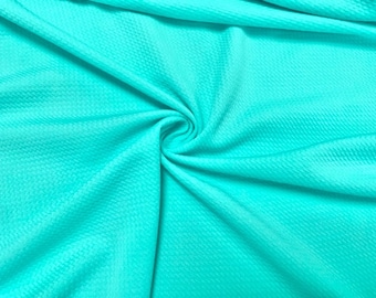 Aqua #221 Bullet Ribbed Scuba Techno Double Knit 2-Way Stretch Polyester Spandex Apparel Craft Fabric 58"-60" Wide By The Yard