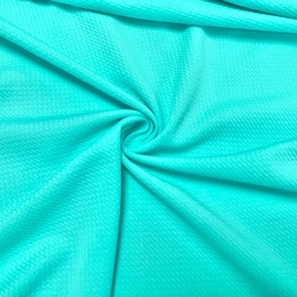 Aqua #221 Bullet Ribbed Scuba Techno Double Knit 2-Way Stretch Polyester Spandex Apparel Craft Fabric 58"-60" Wide By The Yard