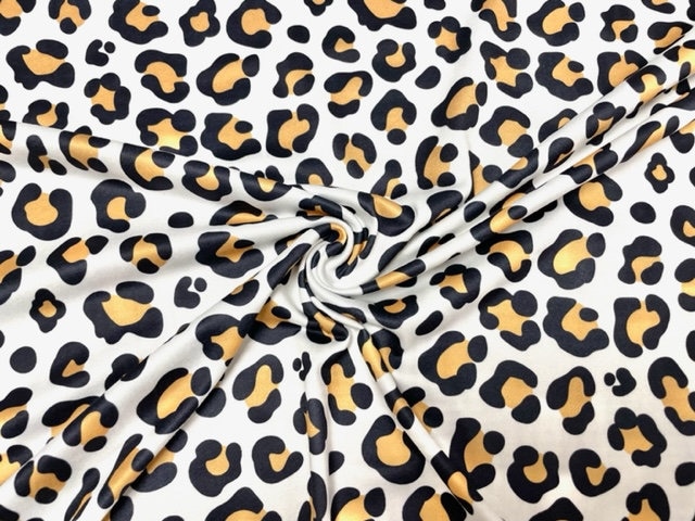 Animal Leopard Spot DBP Print #867 Double Brushed Polyester Spandex Apparel Stretch Fabric 190 GSM 58"-60" Wide By The Yard