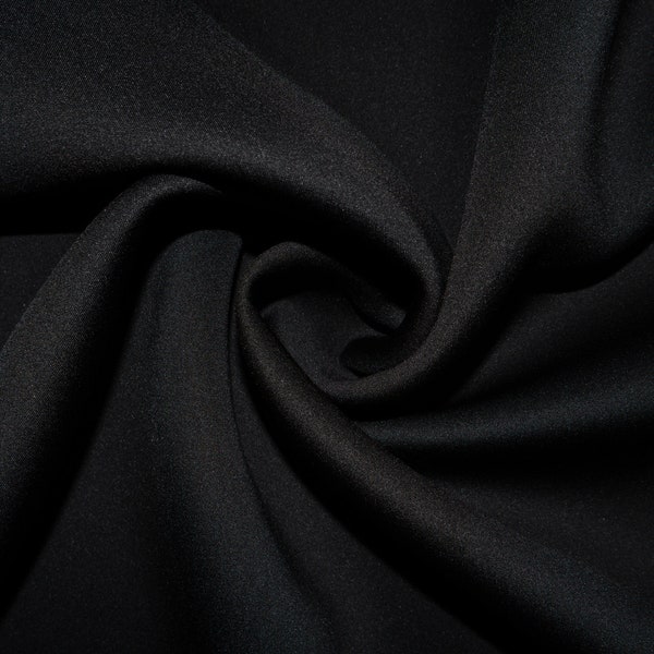 Black #01 Super Techno Neoprene Double Knit  2-Way Stretch Fabric Poly Spandex Apparel Craft Fabric 58"-60" Wide By The Yard