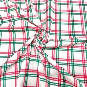 Christmas Plaid Xmas Bullet Print #652 Ribbed Scuba Techno Double Knit 2-Way Stretch Poly Spandex Apparel Craft Fabric 58"-60" Wide BTY