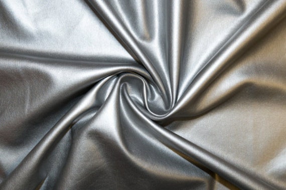 Silver Matte Pleather Faux Leather Stretch Vinyl Polyester Spandex 190 GSM  Apparel Craft Fabric 58-60 Wide By The Yard