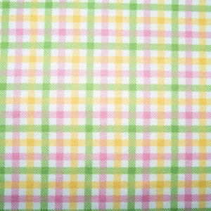 Påsk vårgingham #01 Dubbelborstad polyester spandex klädstretchtyg 190 GSM 58"-60" brett per meter