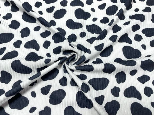 4x2 Rib Cow Spot Cowhide DBP Knit Print #522 Double Brushed Poly ...