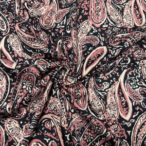 Paisley Floral Print DBP Print #970 Double Brushed Polyester Spandex Apparel Stretch Fabric 190 GSM 58&quot;-60&quot; Wide By The Yard