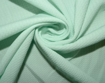 Pastel Mint #134 Bullet Ribbed Scuba Techno Double Knit 2-Way Stretch Polyester Spandex Apparel Craft Fabric 58"-60" Wide By The Yard