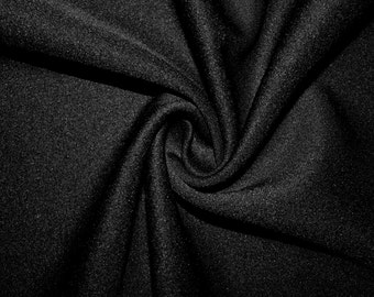 Black Scuba Techno Double Knit 2-Way Stretch Polyester Spandex Spandex Apparel Craft Fabric 58&quot;-60&quot; Wide By The Yard
