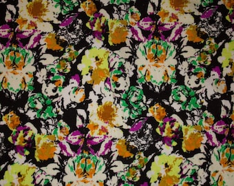 Estampado floral multicolor #48 Tela de ropa 100% Rayon Challis Camisa de costura 54"-55" Corte ancho a medida