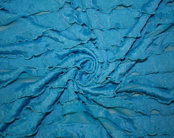 Blauwe 1" ruches gebreide polyester spandex stretchkleding Ambachtelijke stof rokjurk 52"-54" wijd op maat gesneden