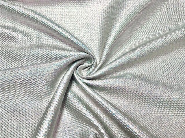 Wento Silver Holographic Fabric for Stage Costumes Dancewear,Shiny Elastic  Fabric for Leotard Clothings Wedding/Evening Dress or Other Garments.Wide