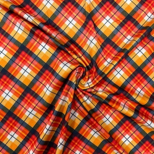 Fall Plaid DBP Print #330 Double Brushed Polyester Spandex Apparel Stretch Fabric 190 GSM 58"-60" Wide By The Yard