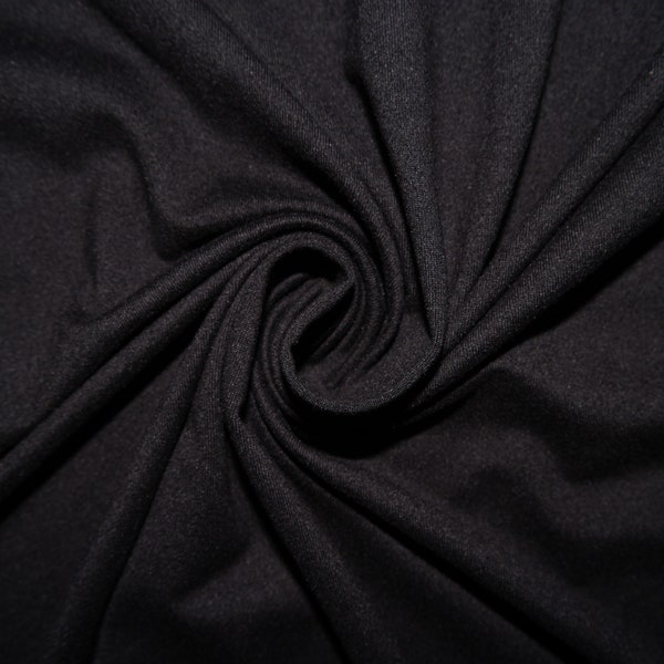 Black #02 Double Brushed Polyester Spandex Apparel Stretch Fabric 190 GSM 58"-60" Wide By The Yard