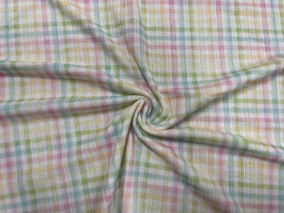 Pastel Plaid Rib Knit Print 13 4x2 Jersey Knit Polyester Rayon Spandex Stretch 190GSM Apparel Fabric 5860 Wide by the Yard Etsy UK