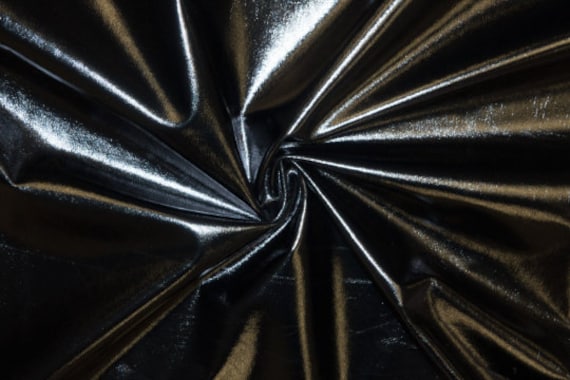 Shiny Black Pleather Faux Leather Stretch Vinyl Polyester Spandex 190 GSM  Apparel Craft Fabric 58-60 Wide By The Yard