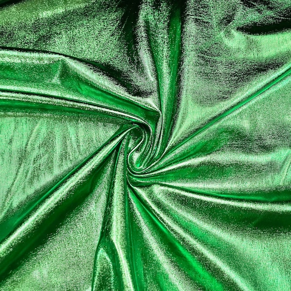 Shiny Kelly Green Pleather Faux Leather Stretch Vinyl Polyester Spandex 190 GSM Apparel Craft Fabric 58"-60" Wide By The Yard