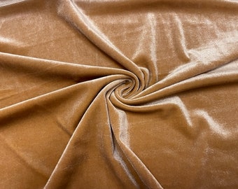 Caramel #89 Stretch Velvet Polyester Spandex 250 GSM Luxury Apparel Fabric 55"-56" Wide By The Yard