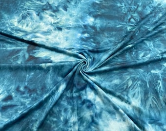 DBP Tie-Dye-Druck # 570 Hunter doppelt gebürstet Polyester Spandex Bekleidung Stretch-Stoff 190 g/m² 58 &quot;-60&quot; breit Meterware