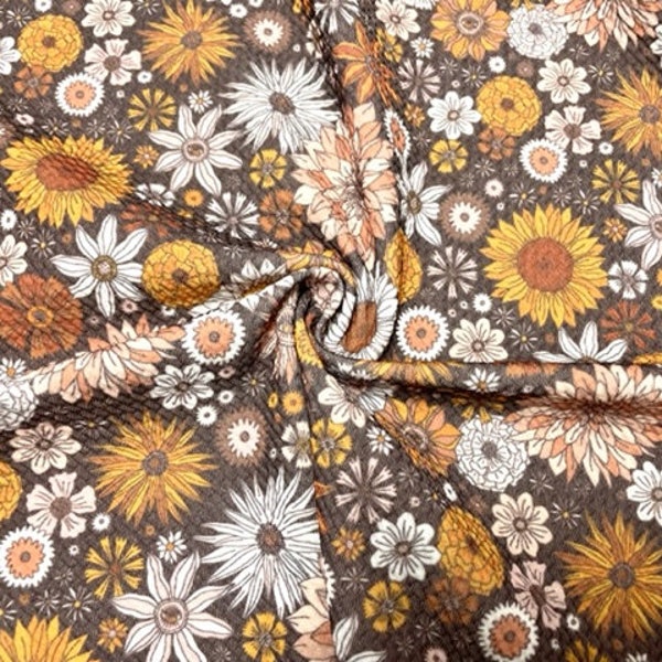 Fall Floral Bullet Print #735 Ribbed Scuba Techno Double Knit 2-Way Stretch Poly Spandex Apparel Craft Fabric 58"-60" Wide BTY