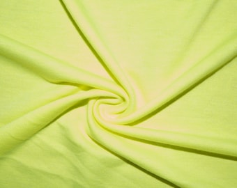 Neon Gelb French Terry # 66 Polyester Viskose Spandex 215 g/qm Bekleidung Stoff Stretch mittleres Gewicht weich 58 "-60" breit Meterware