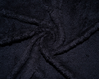Black Sherpa Faux Fur #19 100% Polyester Medium Pile Super Soft Stretch Fabric Very Soft 60"-70" Wide By The Yard
