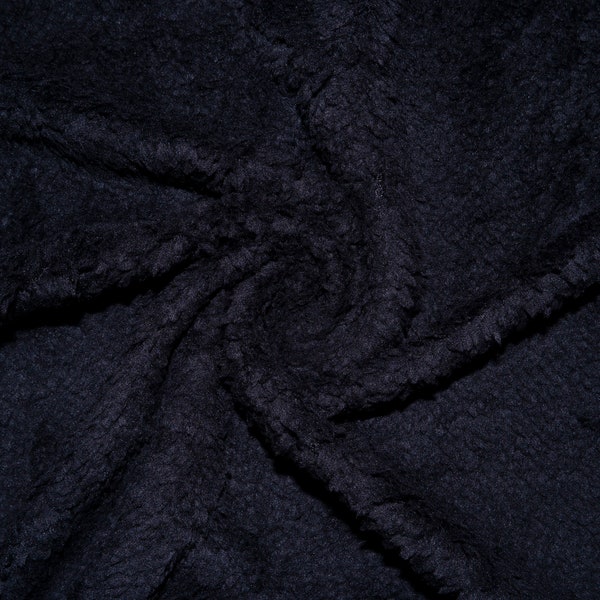 Black Sherpa Faux Fur #19 100% Polyester Medium Pile Super Soft Stretch Fabric Very Soft 60"-70" Wide By The Yard