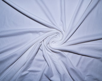 White #01 Double Brushed Polyester Spandex Apparel Stretch Fabric 190 GSM 58&quot;-60&quot; Wide By The Yard