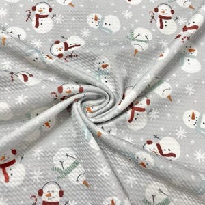 Brittany Frost Designs Snowman Winter Bullet Print #864 Ribbed Scuba Double Knit Stretch Poly Spandex Apparel Craft Fabric 58&quot;-60&quot; Wide BTY