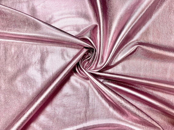 Shiny Rose Gold Pink Pleather Faux Leather Stretch Vinyl Polyester Spandex  190 GSM Apparel Craft Fabric 58-60 Wide By The Yard