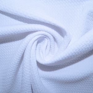 White #38 Bullet Ribbed Scuba Techno Double Knit 2-Way Stretch Polyester Spandex Apparel Craft Fabric 58"-60" Wide By The Yard