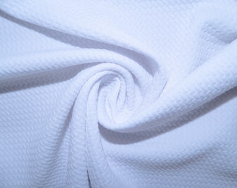 White #38 Bullet Ribbed Scuba Techno Double Knit 2-Way Stretch Polyester Spandex Apparel Craft Fabric 58&quot;-60&quot; Wide By The Yard