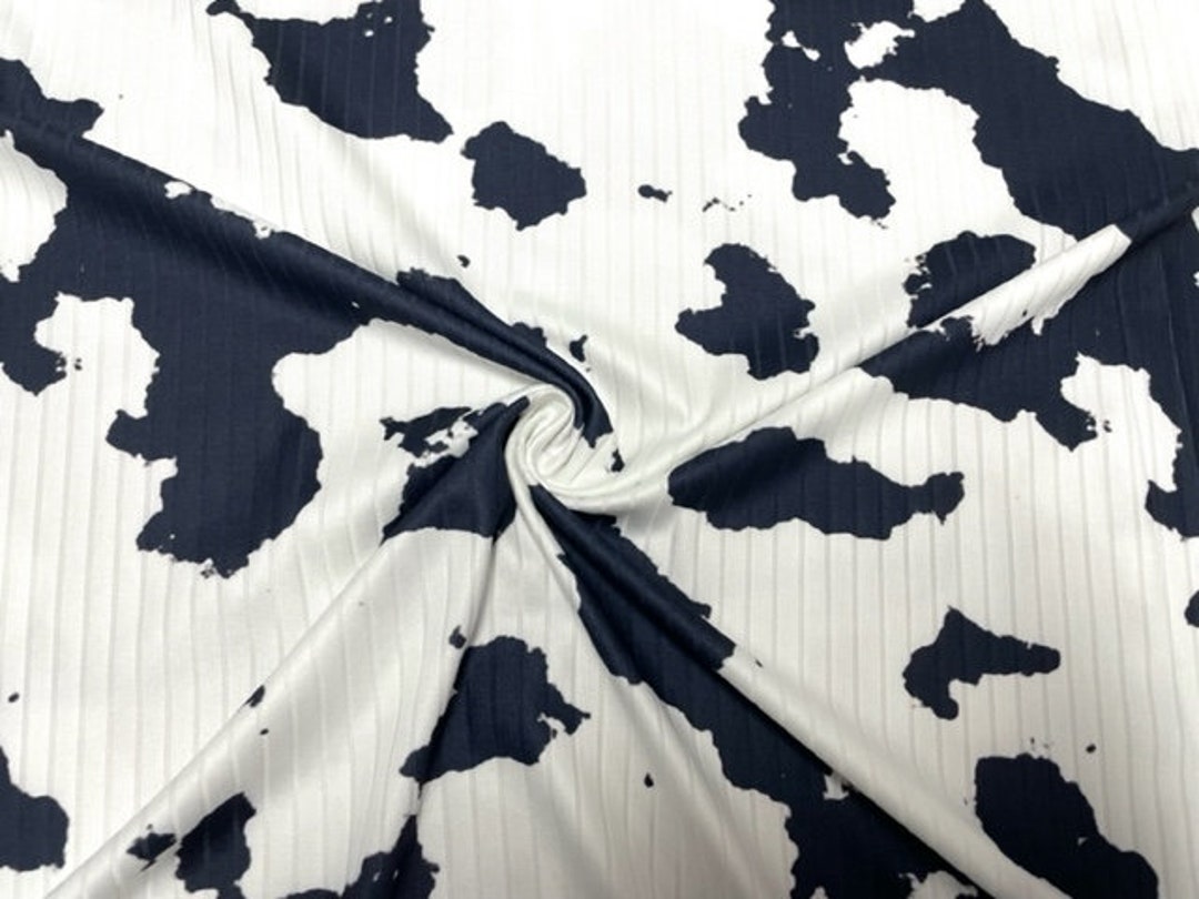 8x3 Rib Cow Spot Cowhide DBP Knit Print #290 Double Brushed Poly ...