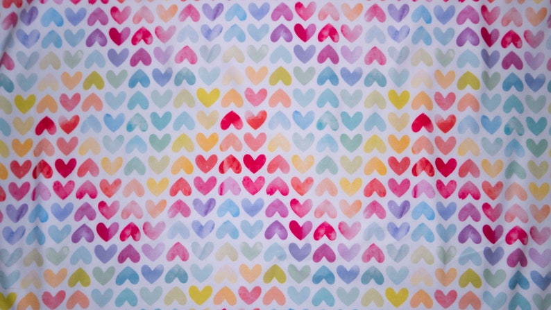Pastel Hearts DBP Print #204 Double Brushed Polyester Spandex Apparel Stretch Fabric 190 GSM 58-60 Wide By The Yard