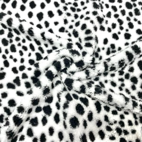 Dalmatian Spot Animal Sherpa Faux Fur #57 100% Polyester Medium Pile Super Soft Stretch Fabric Very Soft 58"-60" Wide By The Yard